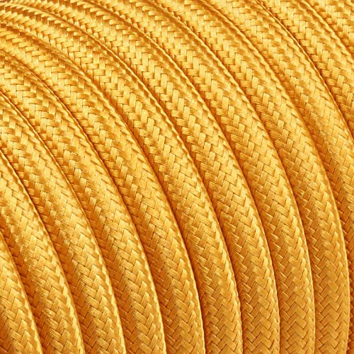 3m Textilkabel Gold Unifarben 3x0,75qmm 3G Kabel Lampenkabel Stoffkabel Stromkabel umsponnen max. 300V