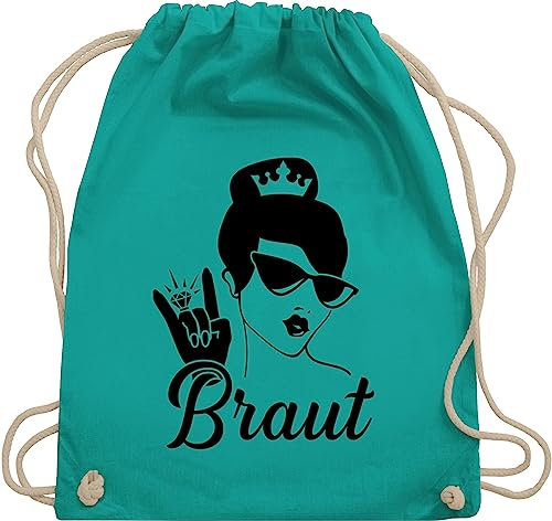 Turnbeutel Rucksack - JGA Junggesellenabschied Frauen - Braut Bride - Unisize - Türkis - team-braut-tasche braut-party sie heiratet stoffrucksack jungesellinnenabschied outfit polterabend mit ring