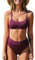 CUPSHE Bikini da donna, con scollo a U, a vita, a coste, per sport, costume da bagno in due pezzi, Marmellata Viola, XS