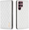 Yarxiawin Per Cover Samsung S22 Ultra 5g in Pelle Nero, Lusso Custodia Samsung S22 Ultra Cover con Porta Carte Case Flip Supporto (Bianco)