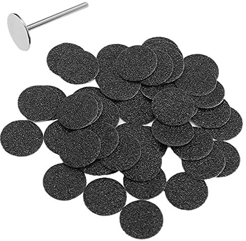 Hornhautentferner, Fußfeilenscheibe, 50 Stück, Pediküre, Hornhautentferner, Schleifpapier, Ersatzzubehör mit Schaft, Nagelschleifscheibe, Abgestorbene Hautentferner für Füße, (Ø15mm)