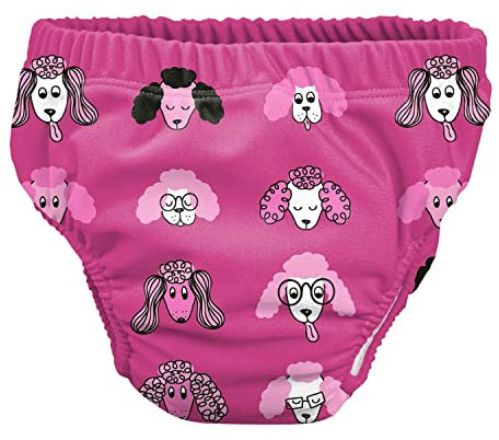 Pss! - Couche de Bain pour Bébé - Modèle Dog Princess - Pour Bébés de 3 à 8 kg - Taille M - Unisexe - Design Multicolore - Absorbante et Réutilisable - Imperméable et Confortable - 1 Unité