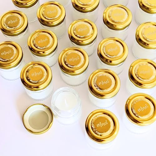 24 bougies blanches MERCI | Idée cadeau invités mariage, PACS, bapteme, communion, baby-shower, anniversaire & autres occasions - Remerciements | TE Whaka