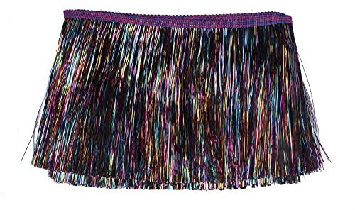 YYCRAFT Lametta-Fransenbordüre, 20,3 cm breit, Lametta-Girlande, Tanzkostüm, Fransenbesatz, glänzende Folieneffekt, Party-Dekoration (9,1 m, Regenbogen-Schwarz)