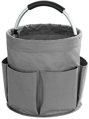 WENKO Universal Reinigungs-Caddy, Faltbarer Organizer für Haus und Garten mit 6 Fächern für Geräte, Werkzeug, Putzutensilien, Ø 28 x 26,5 cm, Anthrazit