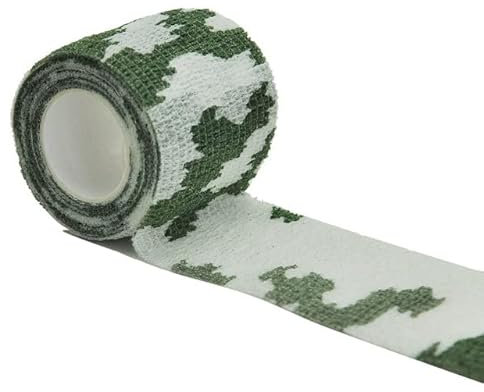 RIAAJ Elastisches Wickelband, Armee-Kleber, für den Außenbereich, Jagd, Tarnung, Stealth-Klebeband, wasserdicht, langlebig, selbstklebend, elastischer Verband, Schneetarnung, 10 cm x 4,8 m