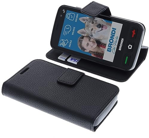 foto-kontor Custodia a libro compatibile con Brondi Smartphone Amico Pocket cover di colore nero