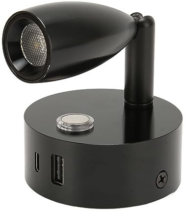 12 V Bis 24 V Wohnmobil-Beleuchtung, Innen-Leselampe, Wohnmobil-LED-Strahler, Kleine Leseleuchte mit Blauem Nachtlicht, Dimmbare RV-Touch-Leselampe mit USB-Anschluss für (BLACK)