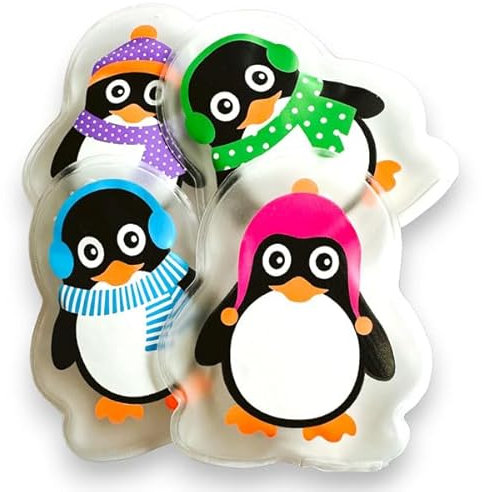 all-around24 Handwärmer Set Taschenwärmer Kinder Wiederverwendbar, handwärmer Knick Taschenwärmer Weihnachten Hand Wärmer Fingerwärmer Wiederverwendbar (4er Set Pinguine)