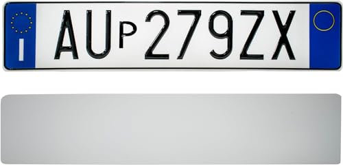Replica - Placa de matrícula de coche trasera provisional europea reflectante en relieve y aluminio