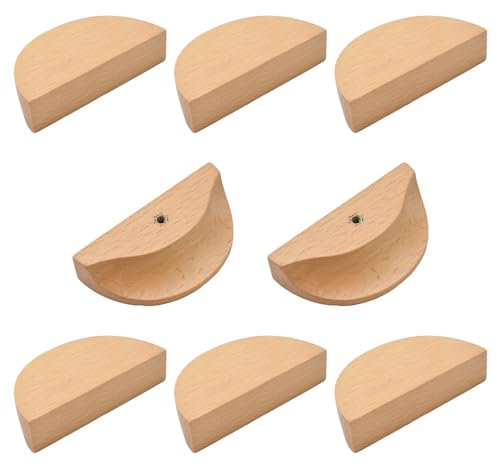 MOROBOR Halbmond-Schubladengriffe, Holz, halbrund, Buchenholz, für Kleiderschrank, Schublade, Hardware, Doppellochgriff für Schublade, Schrank, Kleiderschrank