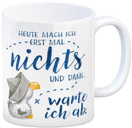 Möwe Kaffeebecher mit Spruch Heute mach ich erst mal nichts eine schöne Tasse für die Arbeit lustiger Frauen Geburtstag Meer Kaffeetasse Spruch Motiv