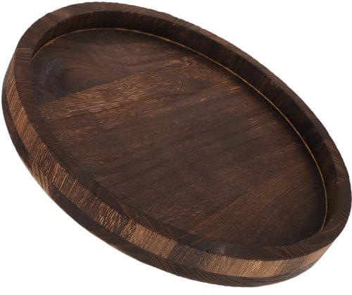 STOBAZA Bandeja Decorativa De Madera Portavelas: Bandeja Redonda para Servir Pequeño Plato Rústico Platos De Exhibición De Joyas para Mesa De Centro Centros De Mesa Cocina De Granja