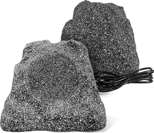 Herdio 8 Altavoces Bluetooth de Roca para Exterior Resistentes al Agua 600 W Material de Resina Todo Tiempo para Cubierta Piscina Patio Patio Jardín Barbacoa (1 Par)