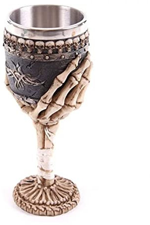 Totenkopf Weinglas Retro Totenkopf Hände Kelch Cocktailglas Rotweinbecher Weinglas Harz Edelstahl