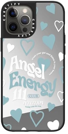 CASETiFY Spiegel iPhone 12 Pro Max Hülle [Reflektierend/1.5 m Fallschutz/Kompatibel mit Magsafe] - Angel Energy, Klar - Silber auf Schwarz