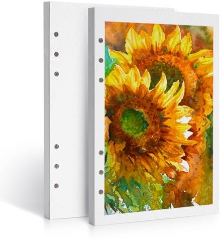 LIGHTWISH Aquarellpapier, 100% Baumwolle, kaltgepresst, 300 g/m², insgesamt 40 Blatt, A5-gelocht, austauschbares Papier für Künstler, Erwachsene, Studenten, 14 x 21 cm, 2 Stück