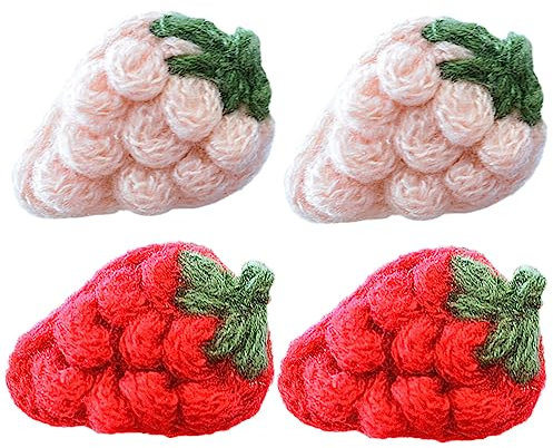 CORHAD 4 Stück Sommerstimmung Erdbeerverzierungen aus Gewebe mit Zarter Textur für Kleiderverzierungen und Blumenwand Dekorationen
