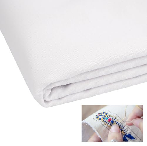 2 Stück Stickerei Stoff 50x70cm, Weiß Leinenstoff zum Kreuzstich Sticken, Embroidery Fabric, Handarbeiten Nähstoff, Kreuzstich Stoff Baumwolle für Basteln Nadeln, Embroidery Stoff, Bekleidungshandwerk