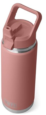 YETI Rambler 750 ml Flasche, vakuumisoliert, Edelstahl mit farblich passendem Strohhalmdeckel, Sandsteinrosa