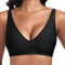 Jiuday Tiefer V Push Up BH ohne Bügel for Damen Bequemer BH für Große Brüste Starker Halt Seamless Soft Bra Bügelloser Gepolstert Nahtloser Glatter Bralette (Schwarz,XL)