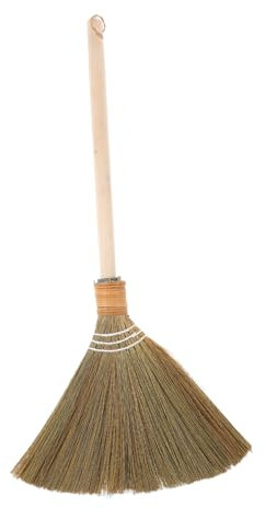 Alasum Straw Bamboo Broom Soft Indoor Outdoor Cleaning Houseplant Care Small Hand Held Broomstick for Dust Corners