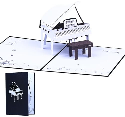 3D Pop-Up Karten - Pop-Up Grußkarte aus Papier für Klavier