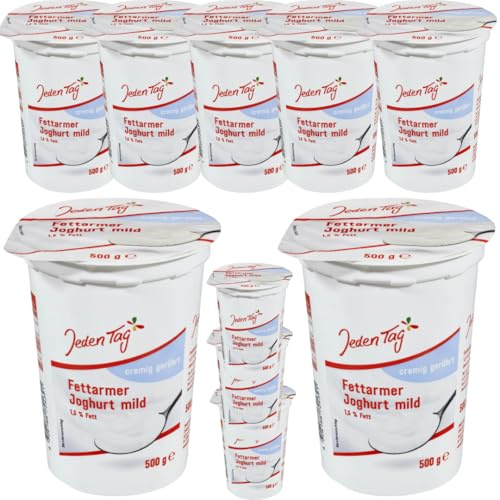 Jedden Tag Fettarmer Joghurt mild Naturjoghurt 1,5% Fett 500 Gramm x 10 Stück