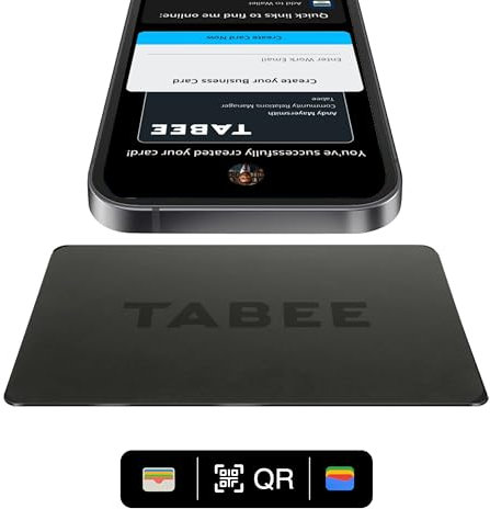 Tabee Digitale Visitenkarte NFC Tag + QR | Scannen & Antippen | Schweres Premium 30G | Umweltfreundliche Verpackung (Schwarze Matt Metallkarte)
