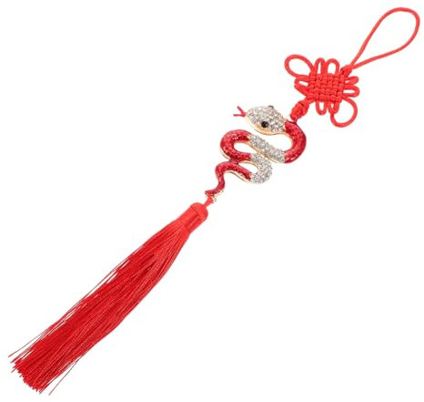 OUNONA Luxuriöser Chinesischer Schlangenanhänger Mit Quaste Und Strass Stabiler Legierungsornament Eleganter Glücksbringer Für Fahrzeug Einfache Installation Am Rückspiegel Feng Shui Deko
