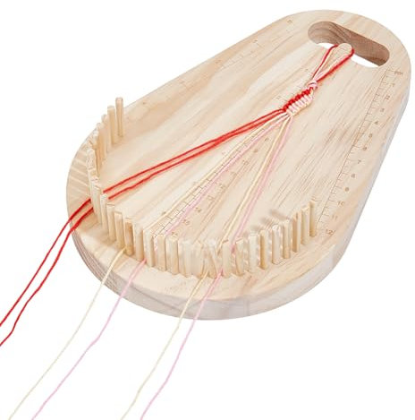 BENECREAT Fabricant de Bracelets en Bois Planche à Tisser avec 42 pièce de Gourdin pour Tricot Multicorde Bricolage avec des Bracelets Bracelet Faisant 23x15x1.6cm