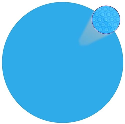 Gecheer Runde Pool Solarplane Treibend Solarfolie Wärmeplane Solarabdeckung Poolabdeckung Poolheizung Abdeckplane Luftpolsterfolie PE Blau 488 cm