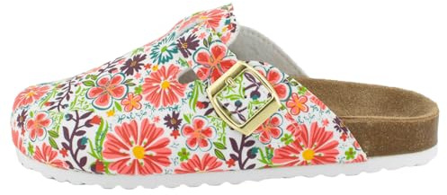 Supersoft - Classic Damen Hausschuh Clogs – Ergonomisches Korkfußbett, Lederdecksohle, Verstellbare Riemen, Leichte EVA-Sohle