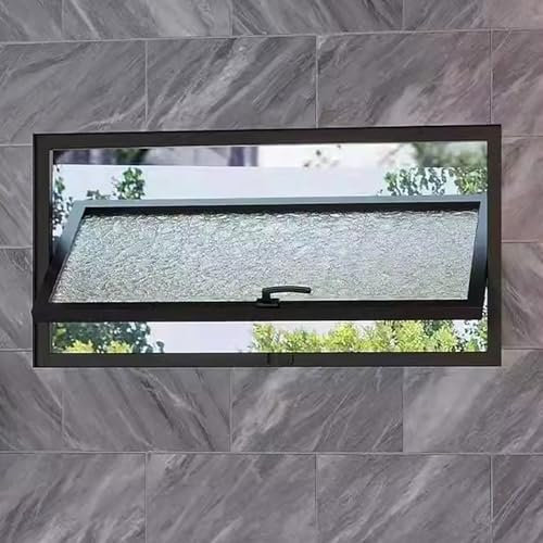 Schiebefenster für Badezimmer, drehbar, oben und unten, Küche/Spülmaschine/Kellerfenster, abschließbar, rechteckiges Design für Privatsphäre, einfache Installation (600 x 400 mm)