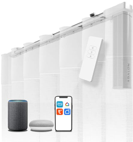 ABALON s-Wave Elektrische Gardinenschiene, WLAN-Motor (2 Meter, Weiß) | WLAN-Motor kompatibel mit Alexa, Google Home und der Tuya Smart App, Inklusive Fernbedienung, Wand- oder Deckenmontage