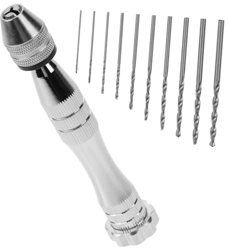 OUNONA Perceuse à Main Manuel Alliage Aluminium Mini Chignole Précise pour Bois Plastique et Modèles Outil Compact et Antidérapant avec Forets