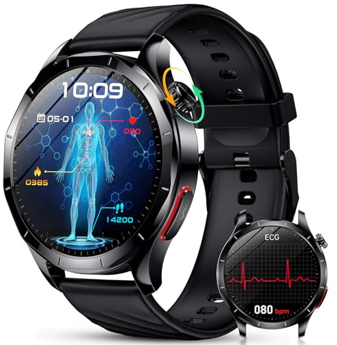 YUPENG 2026 Nuovo Smartwatch Uomo con ECG/HRV/Acido Urico/Lipidi,1.43 AMOLED Orologio con 24H Chiamate, Pressione Sanguigna, Cardiofrequenzimetro, Sonno, SOS, Fitness Watch Android e iOS