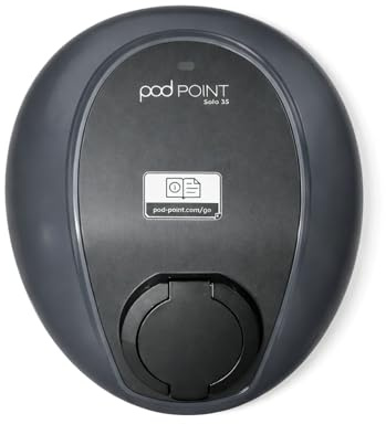 Pod Point Solo 3S Smart EV Charger, 7kW, Universal Socket, Single Phase, Grey/Black