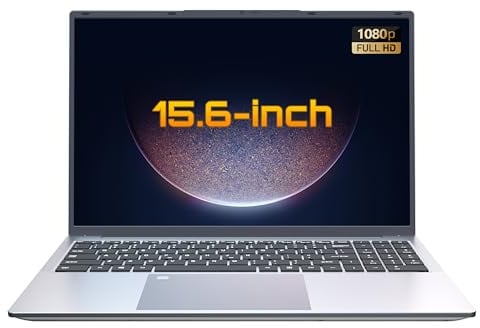 Amita 15.6 Ordinateur Portable Argenté, 3050e, RAM DDR4, SSD, Écran IPS FHD 1080p, Clavier Rétroéclairé, Lecteur d’Empreinte Digitale (8Go+256Go)