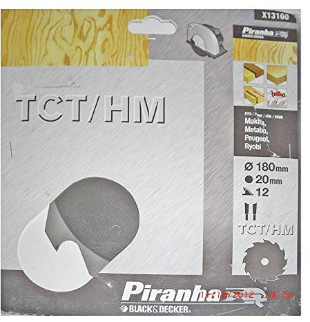 Piranha by Black & Decker TCT Circular Saw Blade 180mm, 20mm Bore 12 Tooth X13160