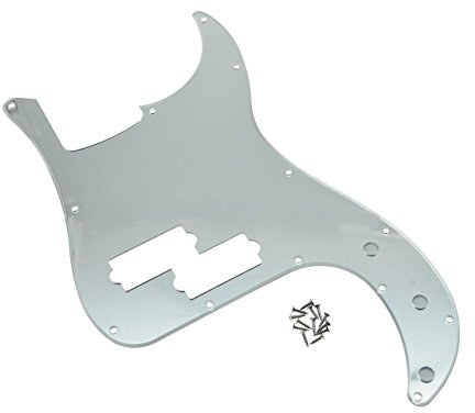 KAISH 13 Loch P Bass Style Pickguard PB Scratch Plate Bass Pickguard für Precision P Bass Made in USA / Mexiko Silver Mirror