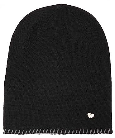 Zwillingsherz Slouch-Beanie-Mütze mit Kaschmir - Hochwertige Strickmütze für Damen Mädchen - Herz - Häkel-Rand - One Size - warm und weich im Sommer Herbst und Winter Zwillingsherz (swz/gra)