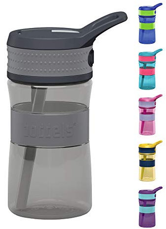boddels Kinder Trinkflasche mit Strohhalm und rutschfestem Griff | 400 ml | Trinkflasche Kinder auslaufsicher, bruchsicher | Wasserflasche Kindergarten, Schule, Sport | Kindertrinkflasche | BPA-frei