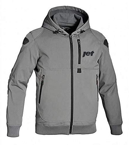 Jet Chaqueta Moto Capucha Hoodie Verano con Armadura Soft Shell (S (EU 46-48), Gris)