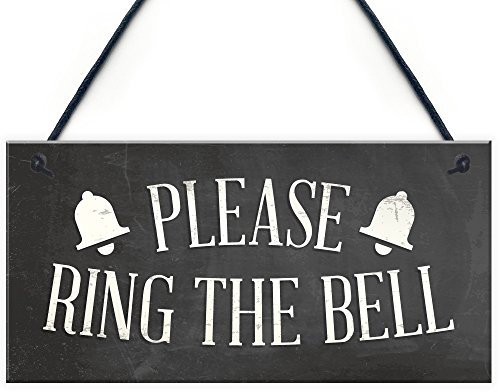 RED OCEAN PLEASE RING THE BELL House Door Hanging Plaque Garden Home Decor Sign Notice