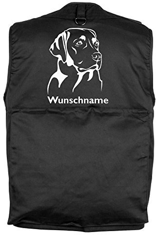Tierisch-tolle Geschenke Labrador - Hundesportweste mit Rückentasche und Namen (M)