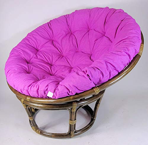 Rattan Papasansessel,Papasan Durchmesser 110 cm, Fb. Dunkelbraun, Polster Uni Living 246 alt rosa