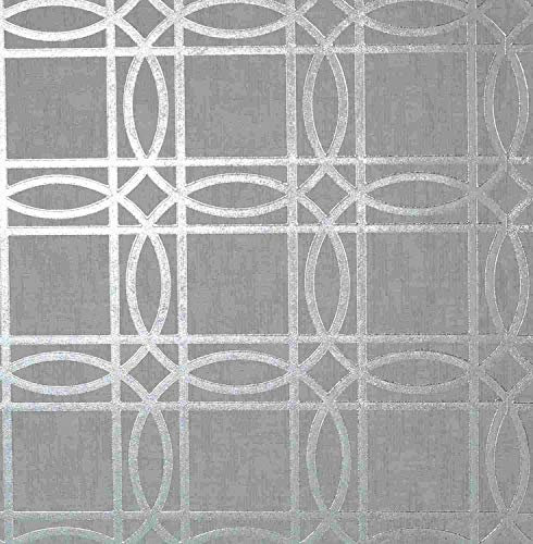 Arthouse Geo Grey Silver Kiss Foil Wallpaper