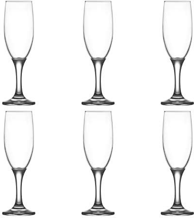 Lav Misket Champagne Flute Glasses Pack of 6 Prosecco Long Steam Party Tableware 190 ml