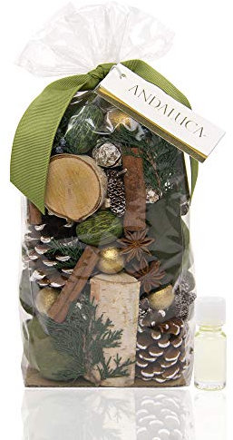 ANDALUCA Potpourri mit immergrünem Kiefernduft, hergestellt in Kalifornien, 590 ml Beutel + Duftflakon